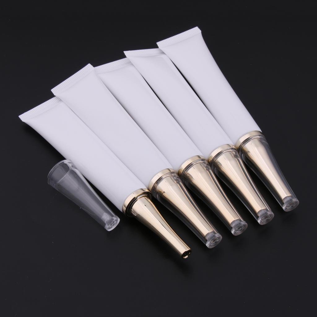5X Empty Tubes Bottle Makeup Sample Packing Jar for Eye Cream White+Silver
