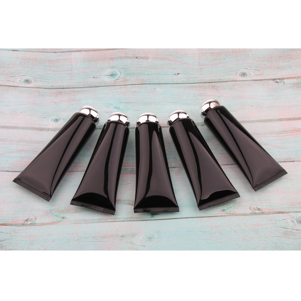 5pcs Refillable Empty Tube Cream Lotion Facial Cleanser Bottles Black Silver