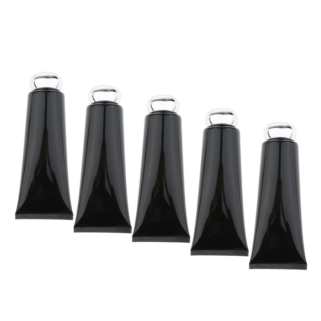 5pcs Refillable Empty Tube Cream Lotion Facial Cleanser Bottles Black Silver