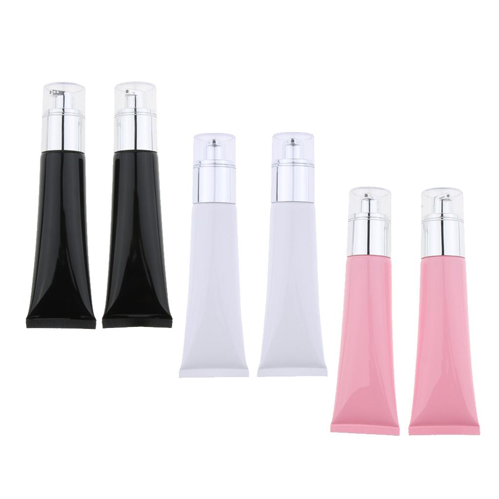 2 Pieces Refillable Empty Pump Bottle Makeup Cream Foundation Tube Black