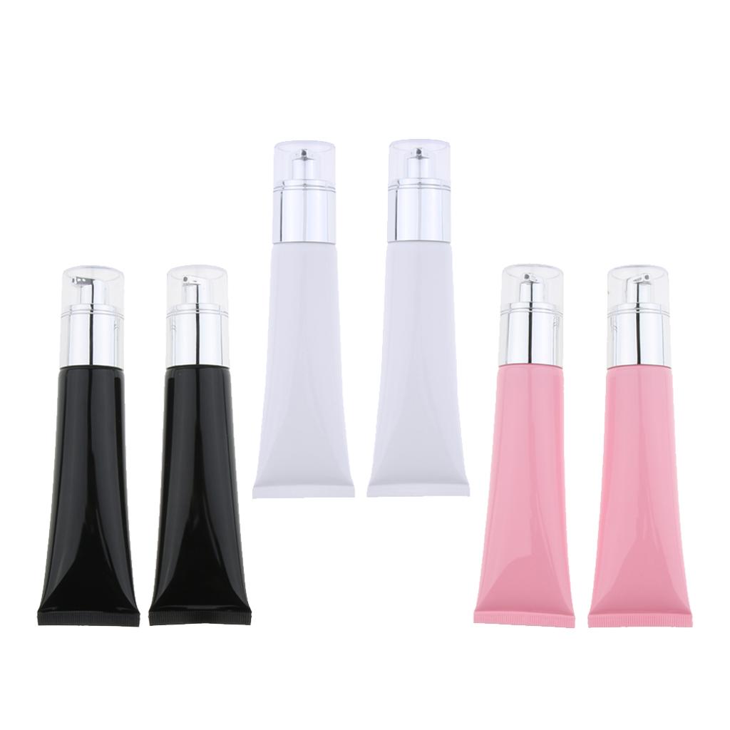 2 Pieces Refillable Empty Pump Bottle Makeup Cream Foundation Tube Black