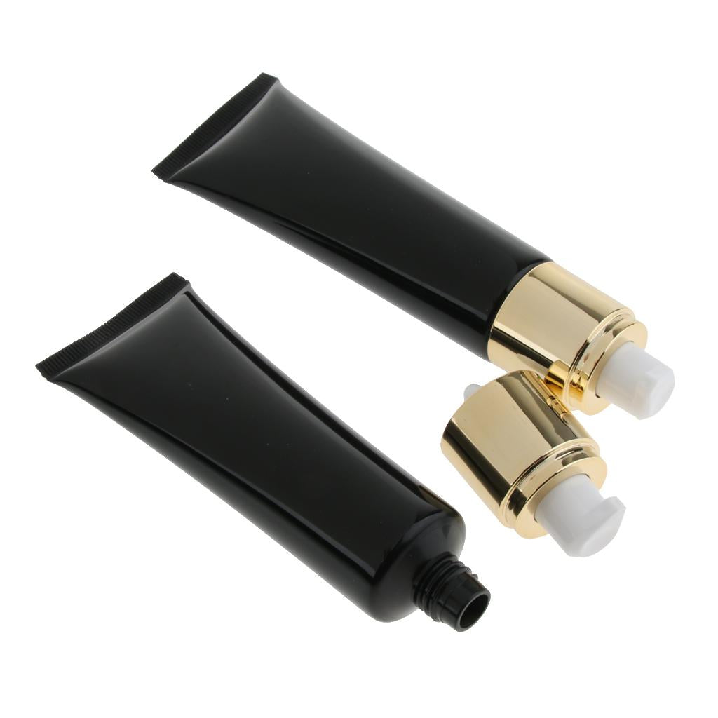 2 Pieces Plastic Squeeze Bottle Empty Makeup Liquid Foundation Pump Tube