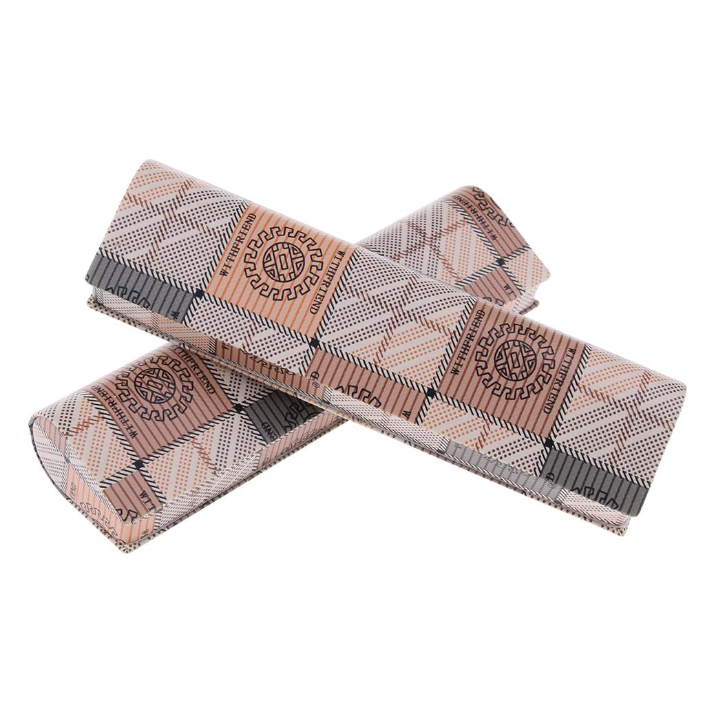 2 Pieces Eyeglass Box Glasses Case Protector Storage Container Brown Grid