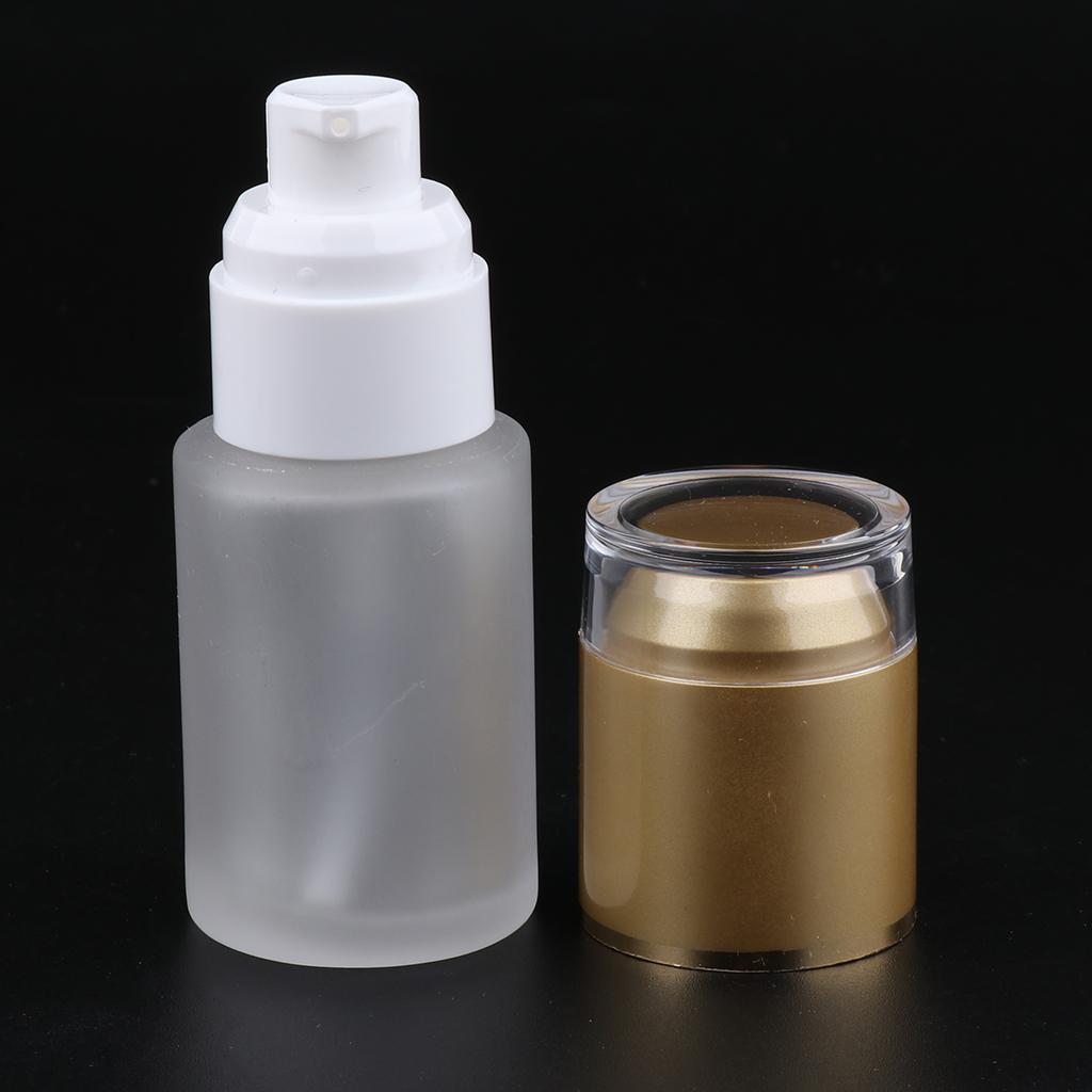 5Pcs Glass Pump Bottles Refillable Cosmetic Container Leak Proof 30ml Golden