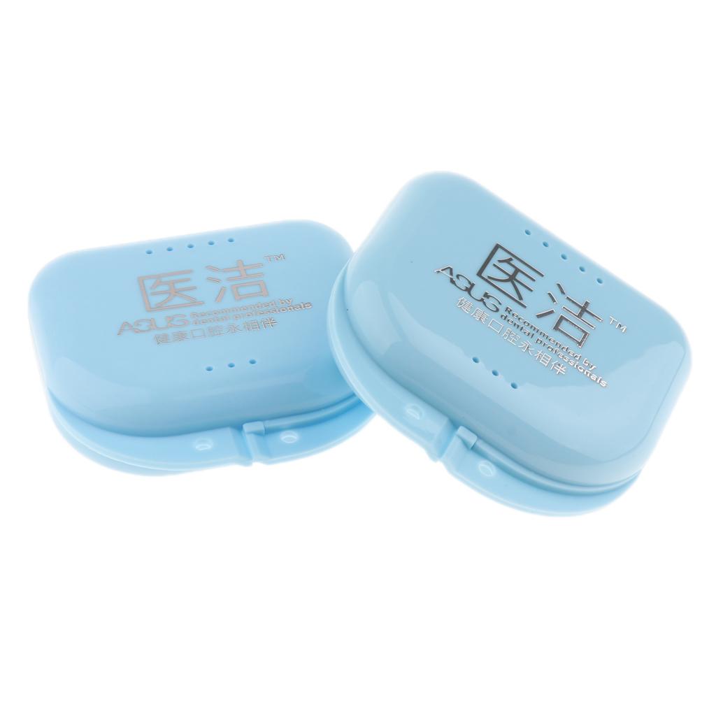 2 Denture Storage Container Mouth Guard Case Orthodontic Retainer Box Blue