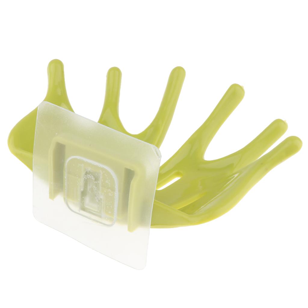 Hand-Shape Soap Dish Bathroom Wall Sticking Bar Holder for Home Green