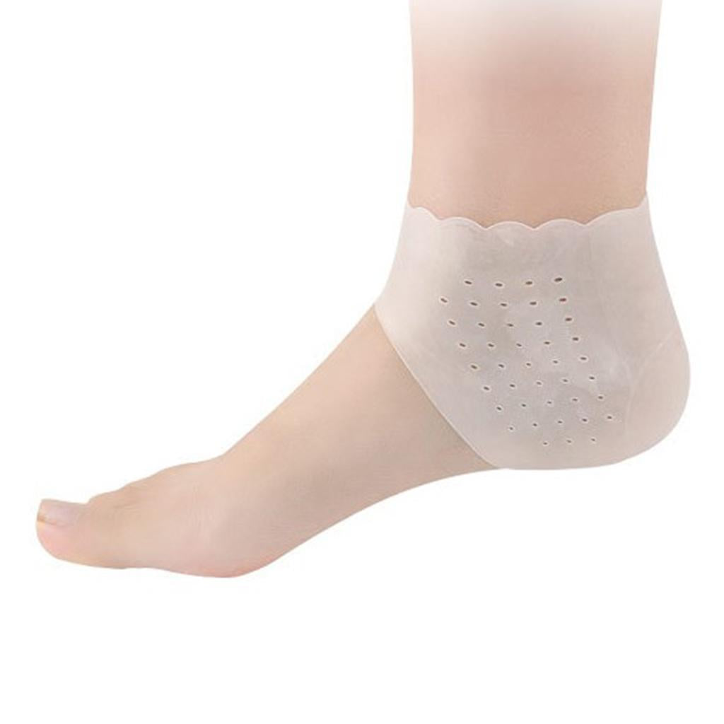 2Pairs Elastic Heel Pain Relief Protectors for Bruised Cracked Heel Clear