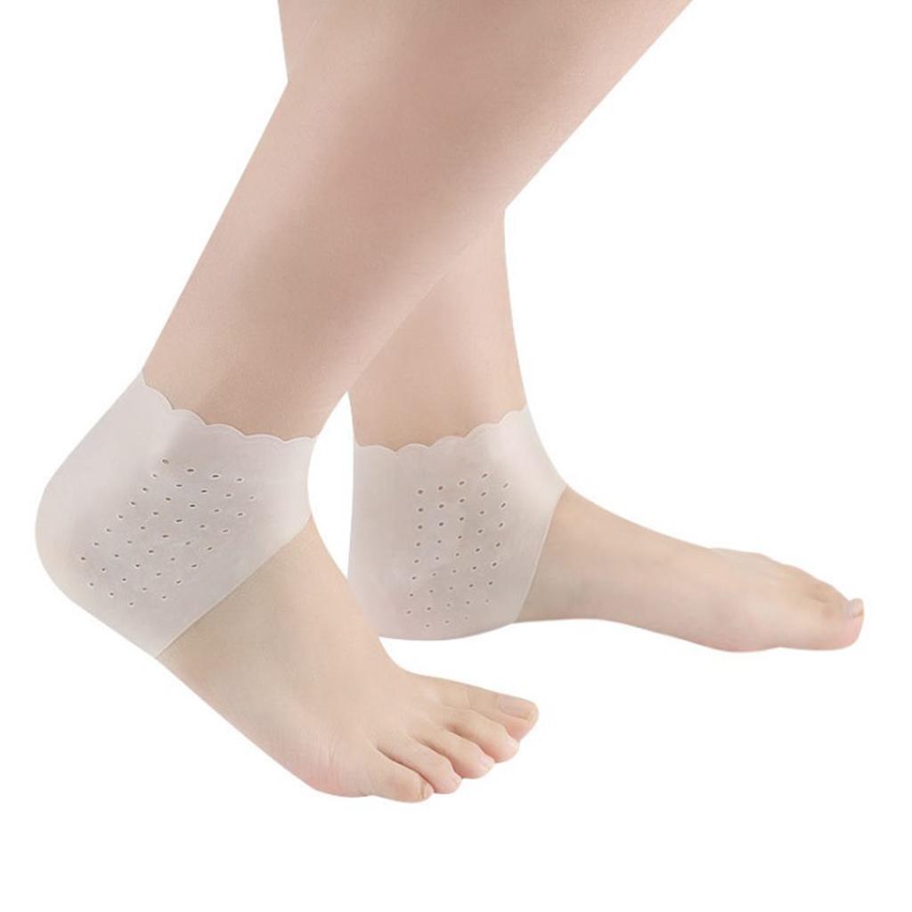 2Pairs Elastic Heel Pain Relief Protectors for Bruised Cracked Heel Clear