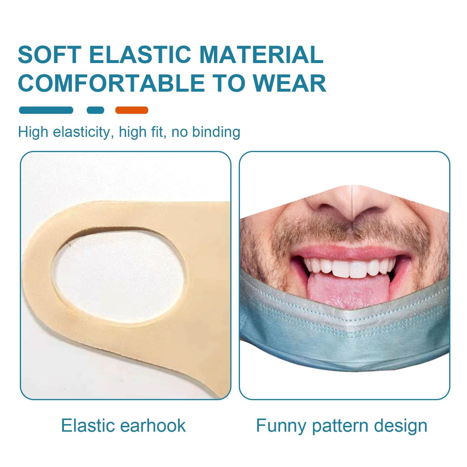 Creativity 3D Print Funny Bandit Prank Face Mask Masque Mouth Cover Adults B