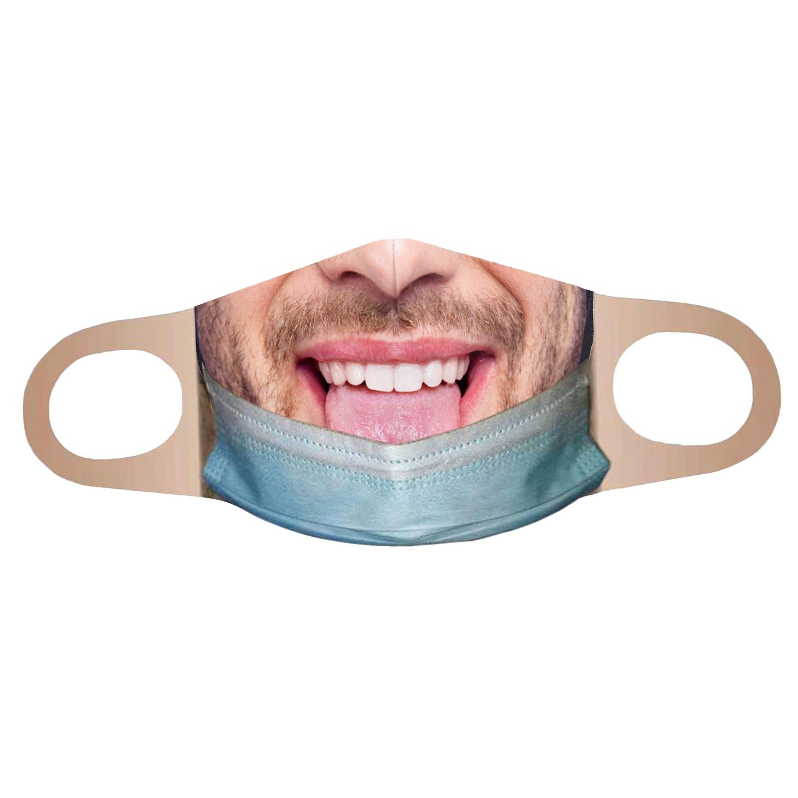 Creativity 3D Print Funny Bandit Prank Face Mask Masque Mouth Cover Adults B