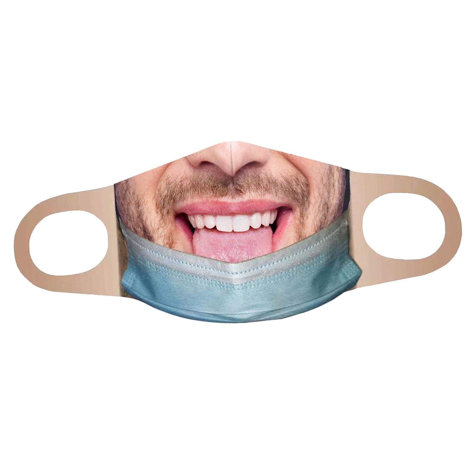Creativity 3D Print Funny Bandit Prank Face Mask Masque Mouth Cover Adults B
