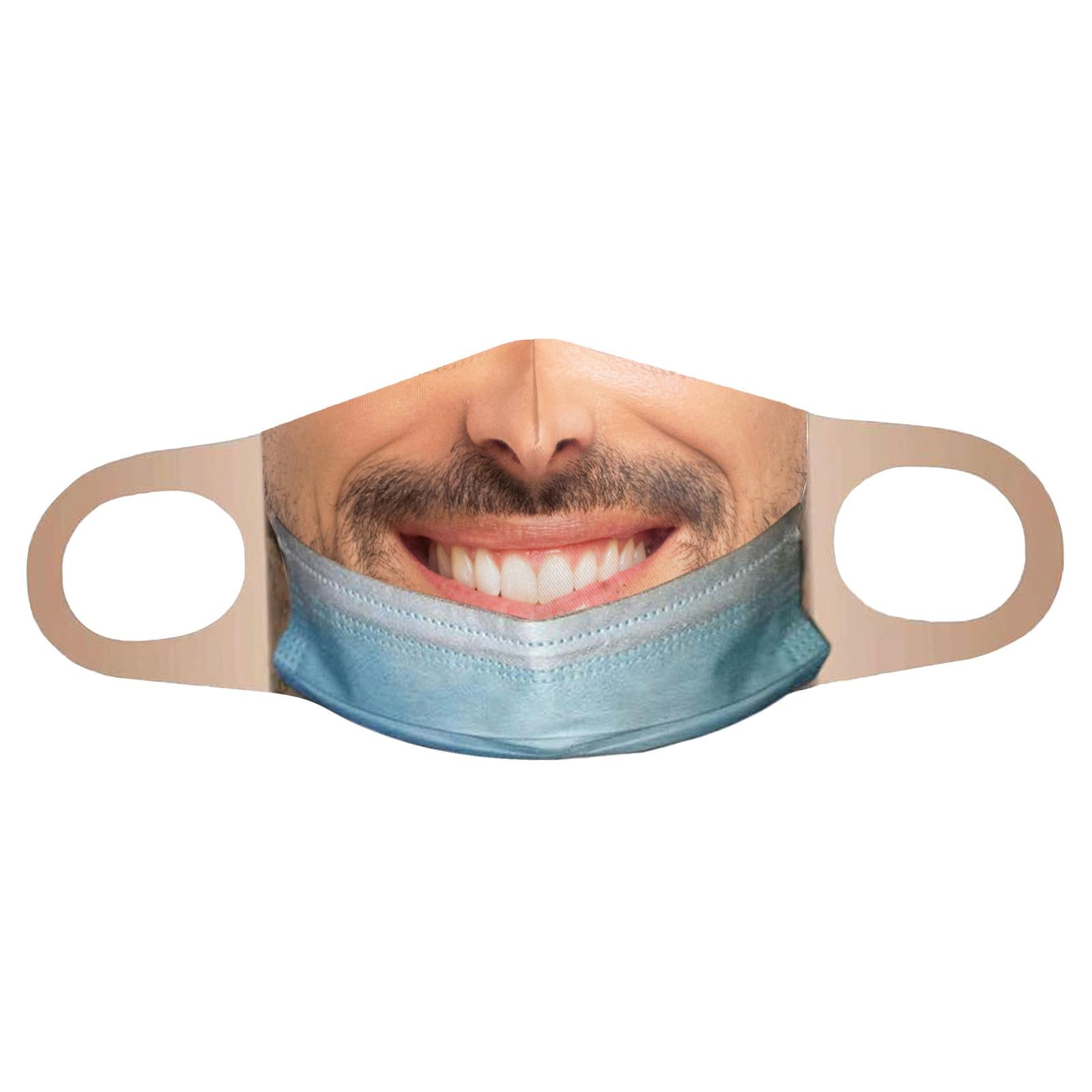 Creativity 3D Print Funny Bandit Prank Face Mask Masque Mouth Cover Adults E