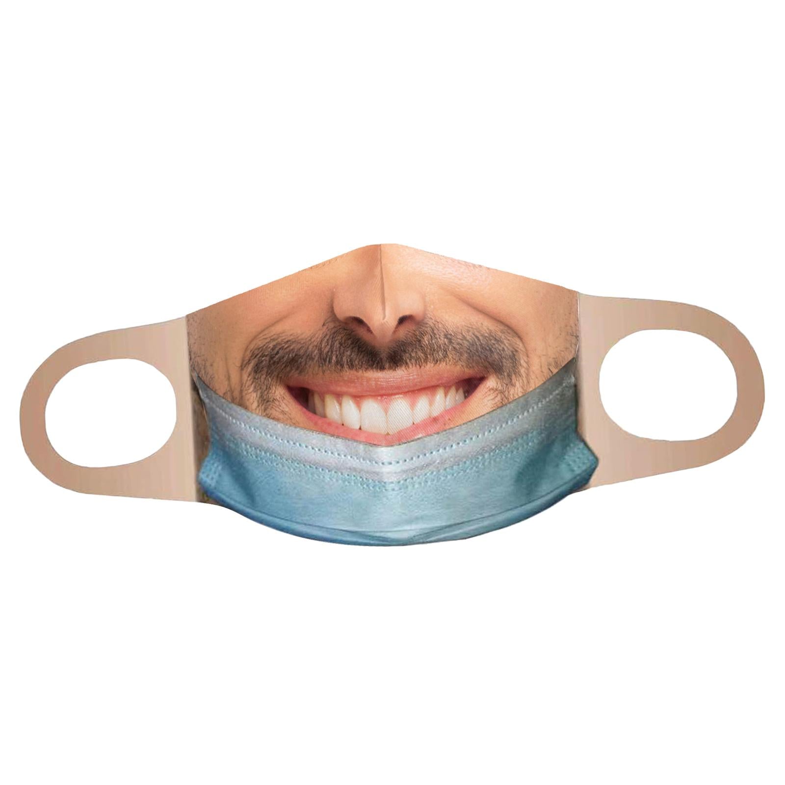 Creativity 3D Print Funny Bandit Prank Face Mask Masque Mouth Cover Adults E