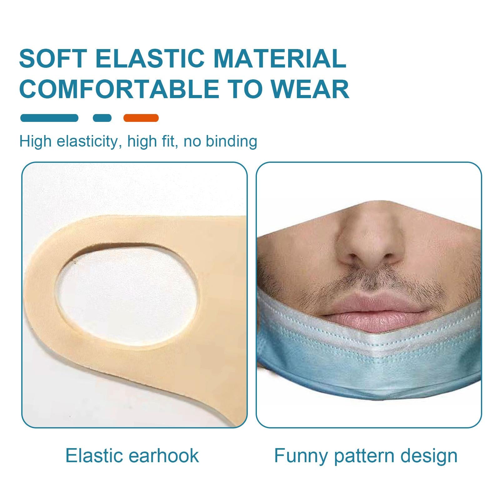 Creativity 3D Print Funny Bandit Prank Face Mask Masque Mouth Cover Adults G