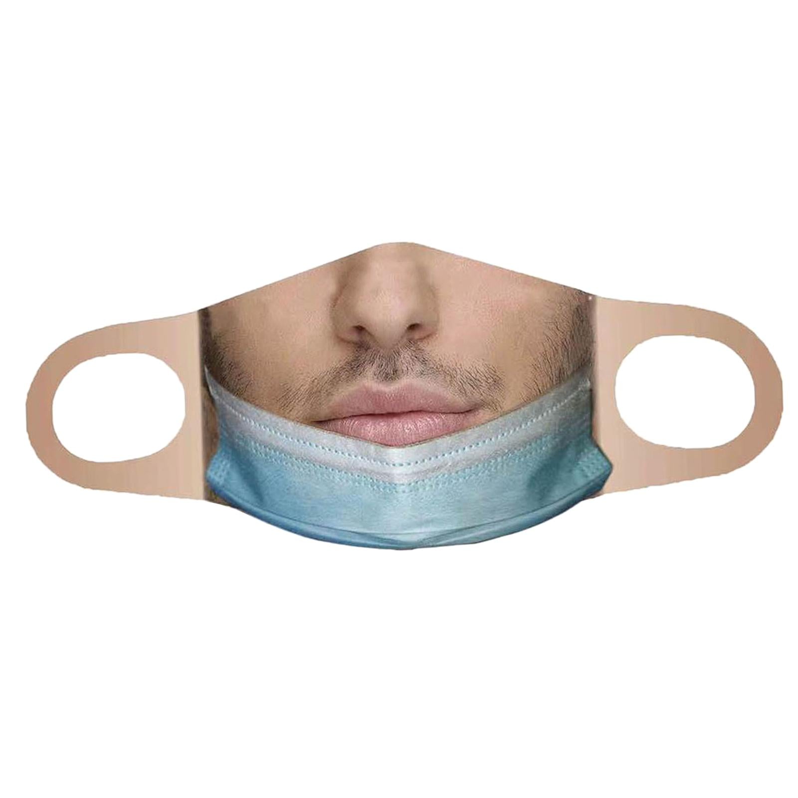 Creativity 3D Print Funny Bandit Prank Face Mask Masque Mouth Cover Adults G