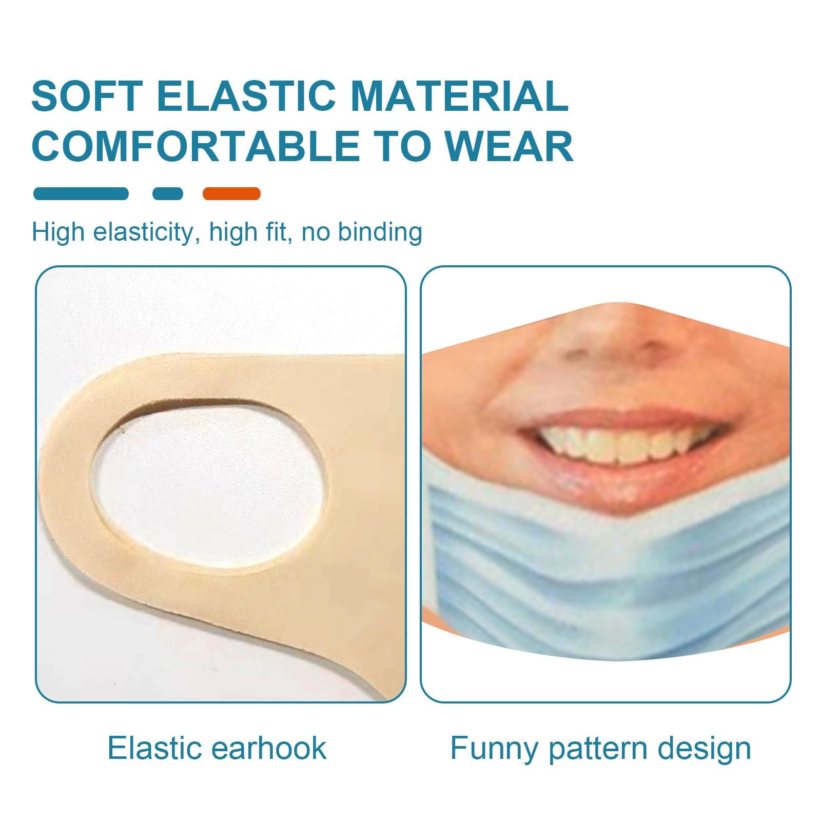 Creativity 3D Print Funny Bandit Prank Face Mask Masque Mouth Cover Adults J