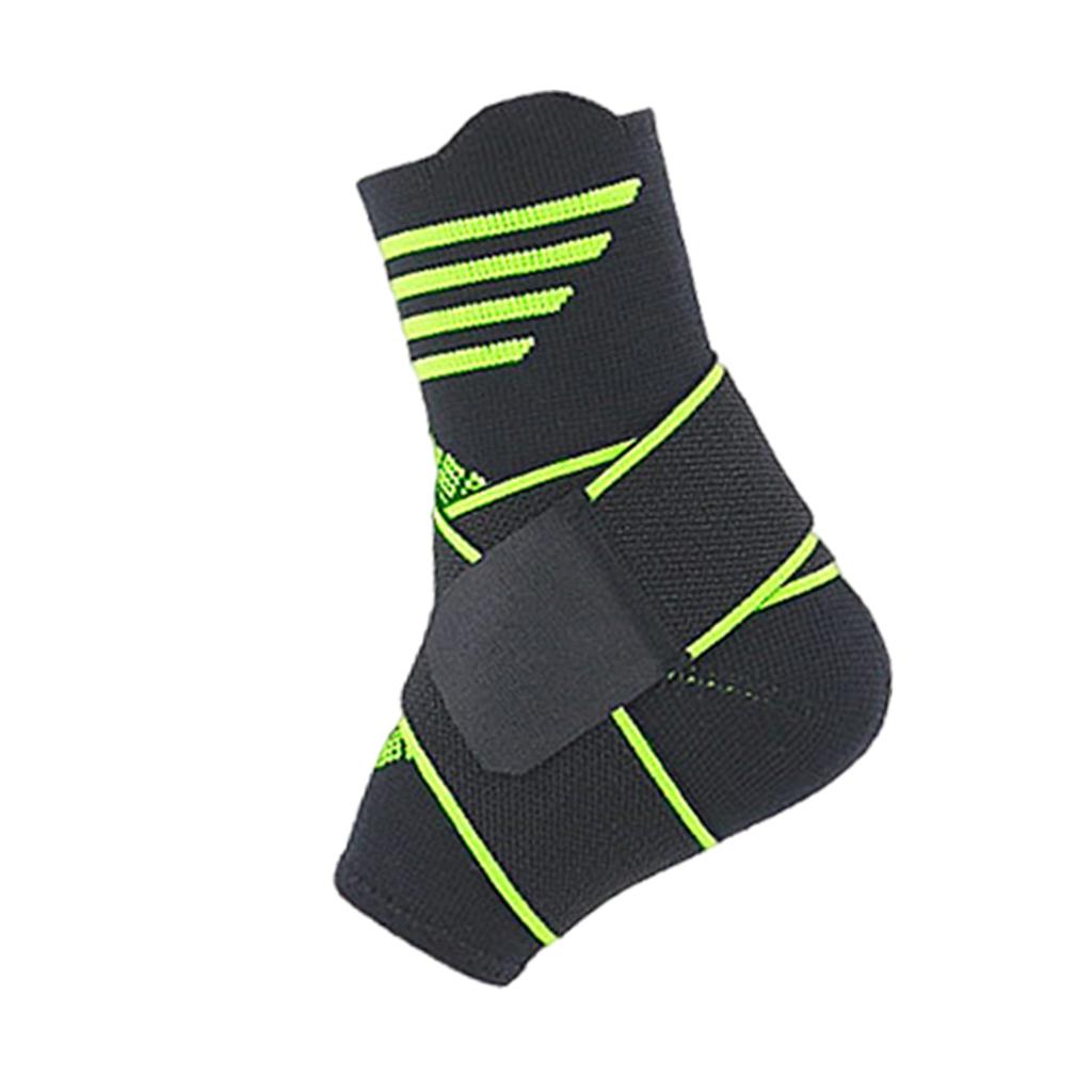Ankle Support Brace Elastic Adjustable Strap for Riding Gym Green Stripe M