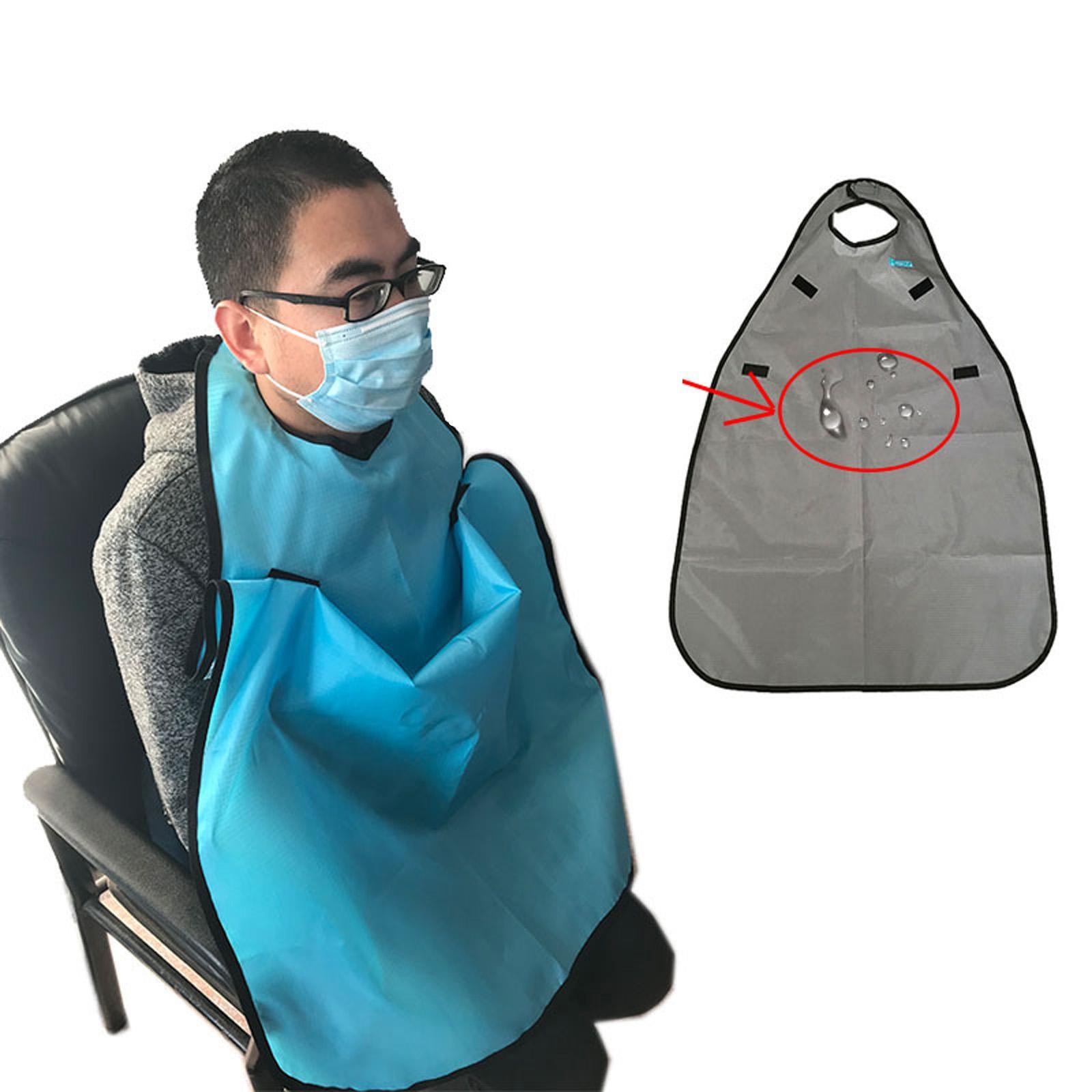 Adult Bib Waterproof Reusable Eating Cloth for Elderly Adults Blue L