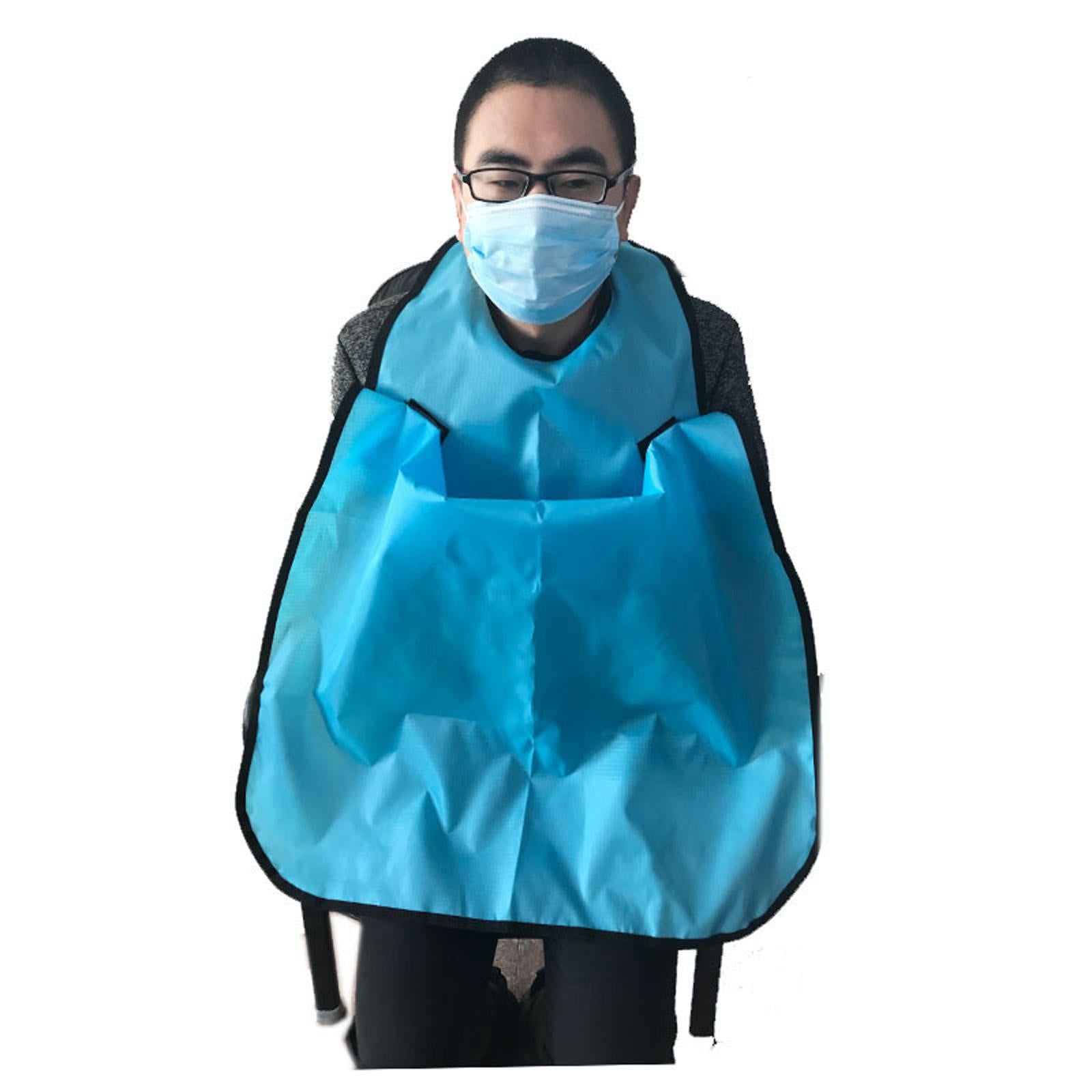 Adult Bib Waterproof Reusable Eating Cloth for Elderly Adults Blue L