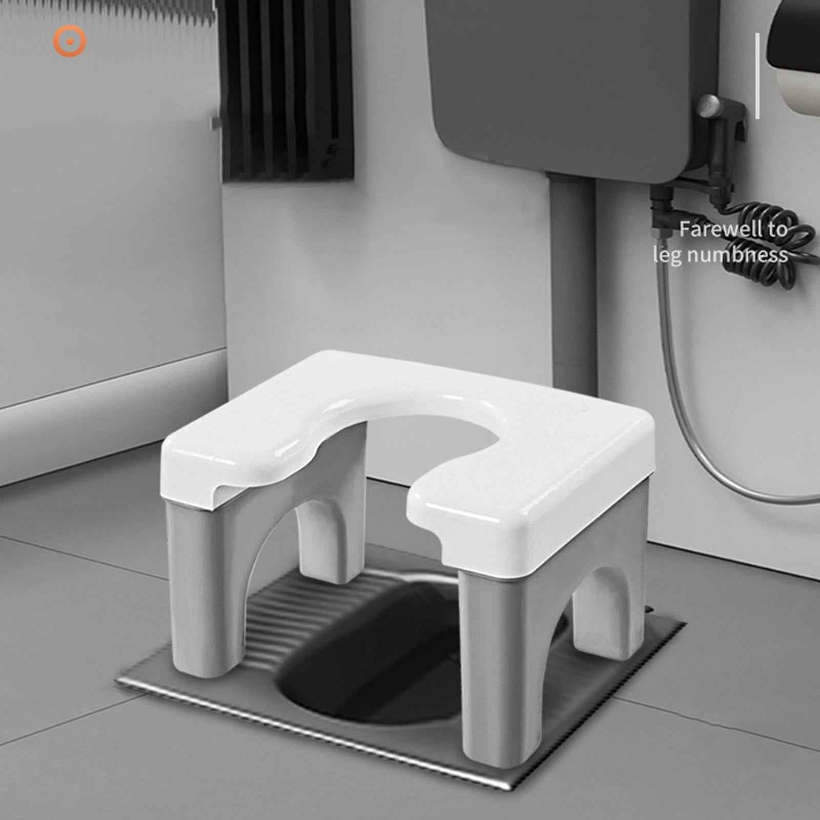Non Slip Squatting Toilet Stool Chair Wide Panel for Bathroom Adults Gray