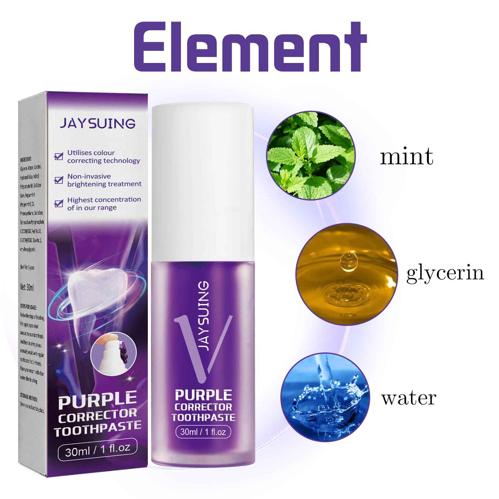 Purple Toothpaste for Sensitive Teeth 30ml Reduce Yellowing Brightening