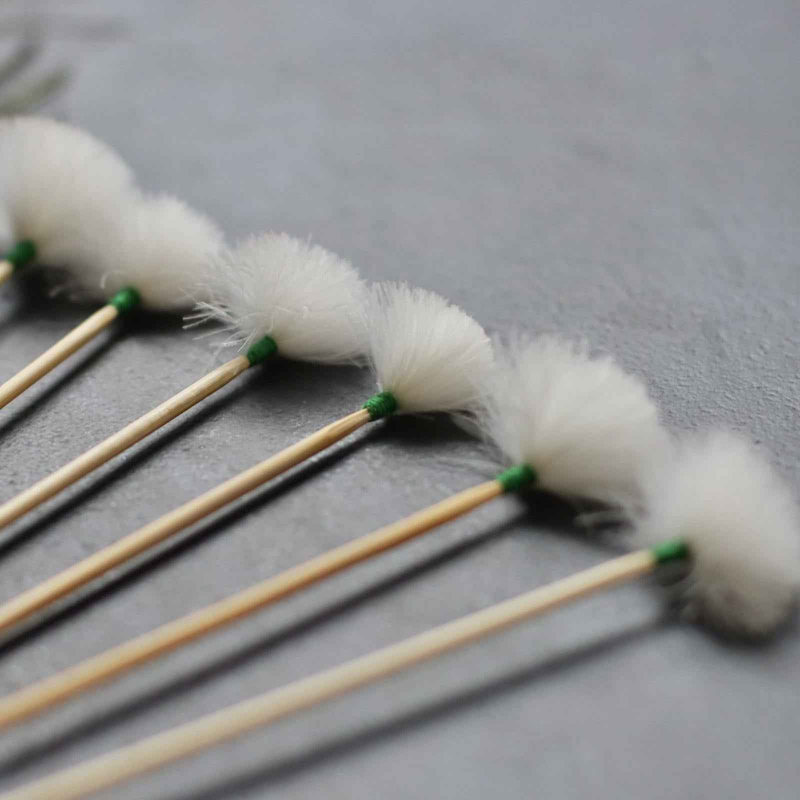 10 Pieces Goose Feather Earpicks for Adults Children Ear Pick Ear Spoon Green Thread S