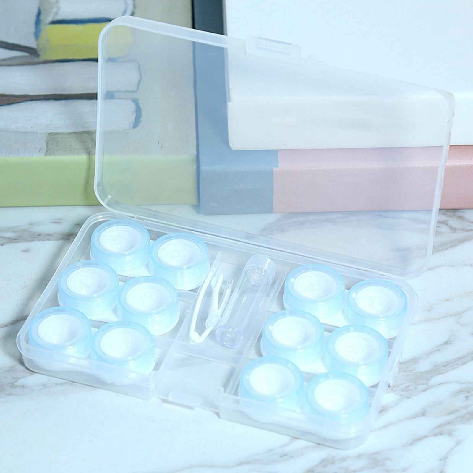 Travel 6 Pairs Contact Lens Case Set Keeping Contact Lens Clean and Clear Blue