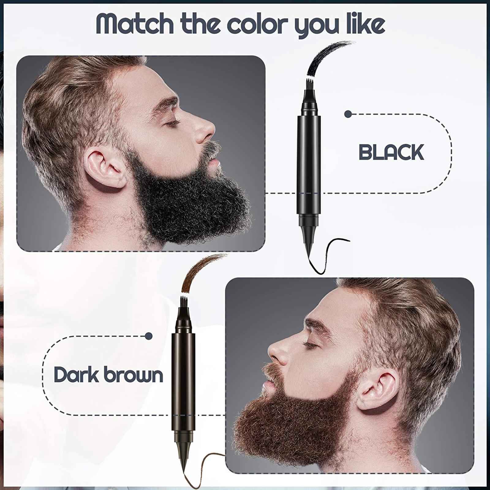 2Pcs Double Headed Beard Pencil Filler Beard Brush Set Man Beard Filling Pen Black