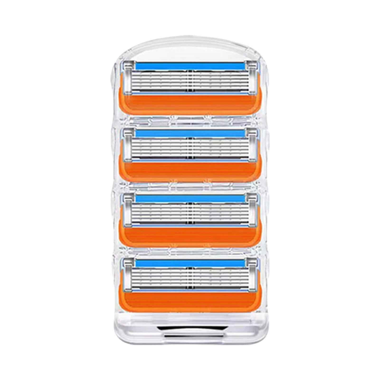 4Pcs Shaver Blades Refills Blade Replacement Cartridges for Men Leg Hand Hair Orange