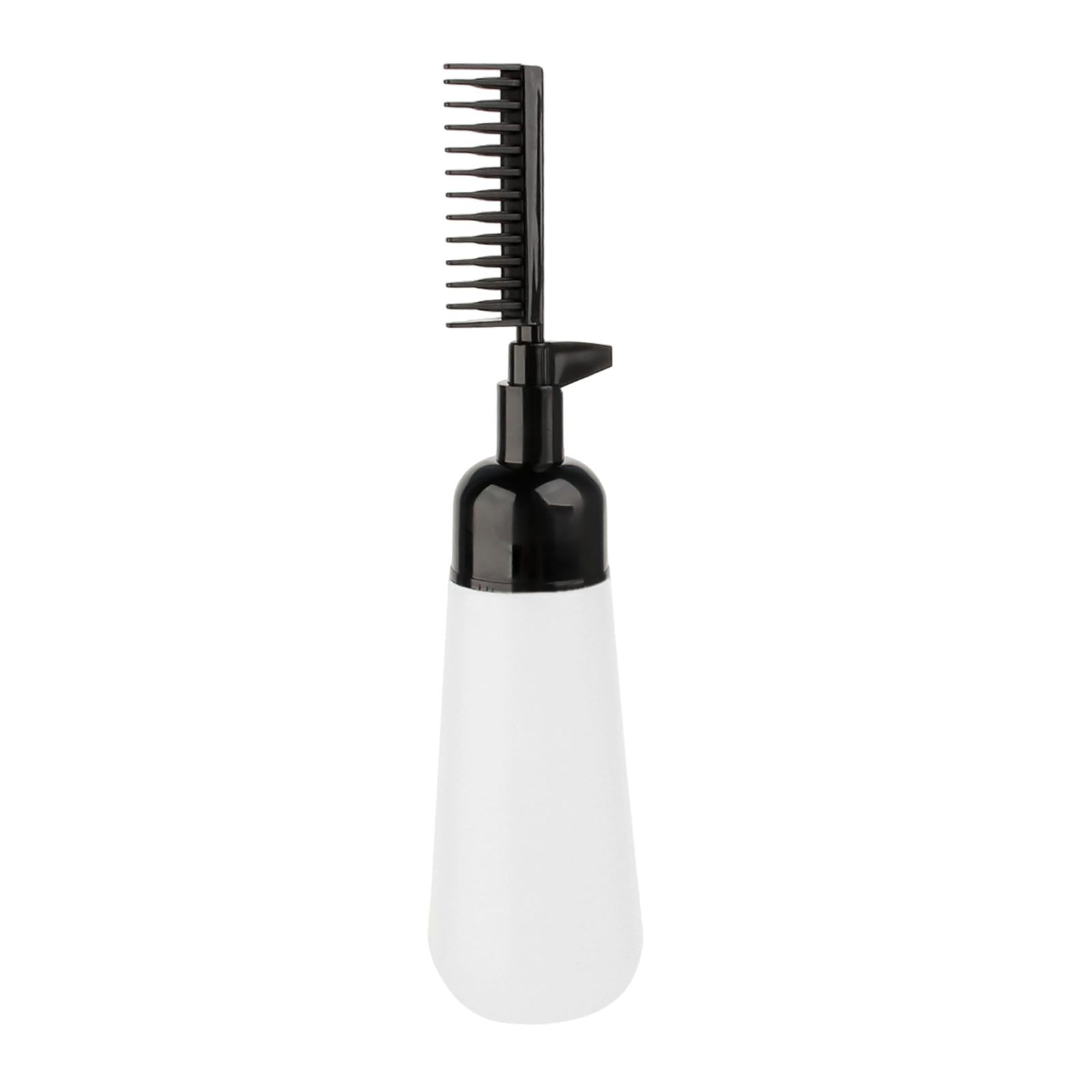 Comb Applicator Bottle Hair Coloring Dyeing Dispensing Bottle for Salon black