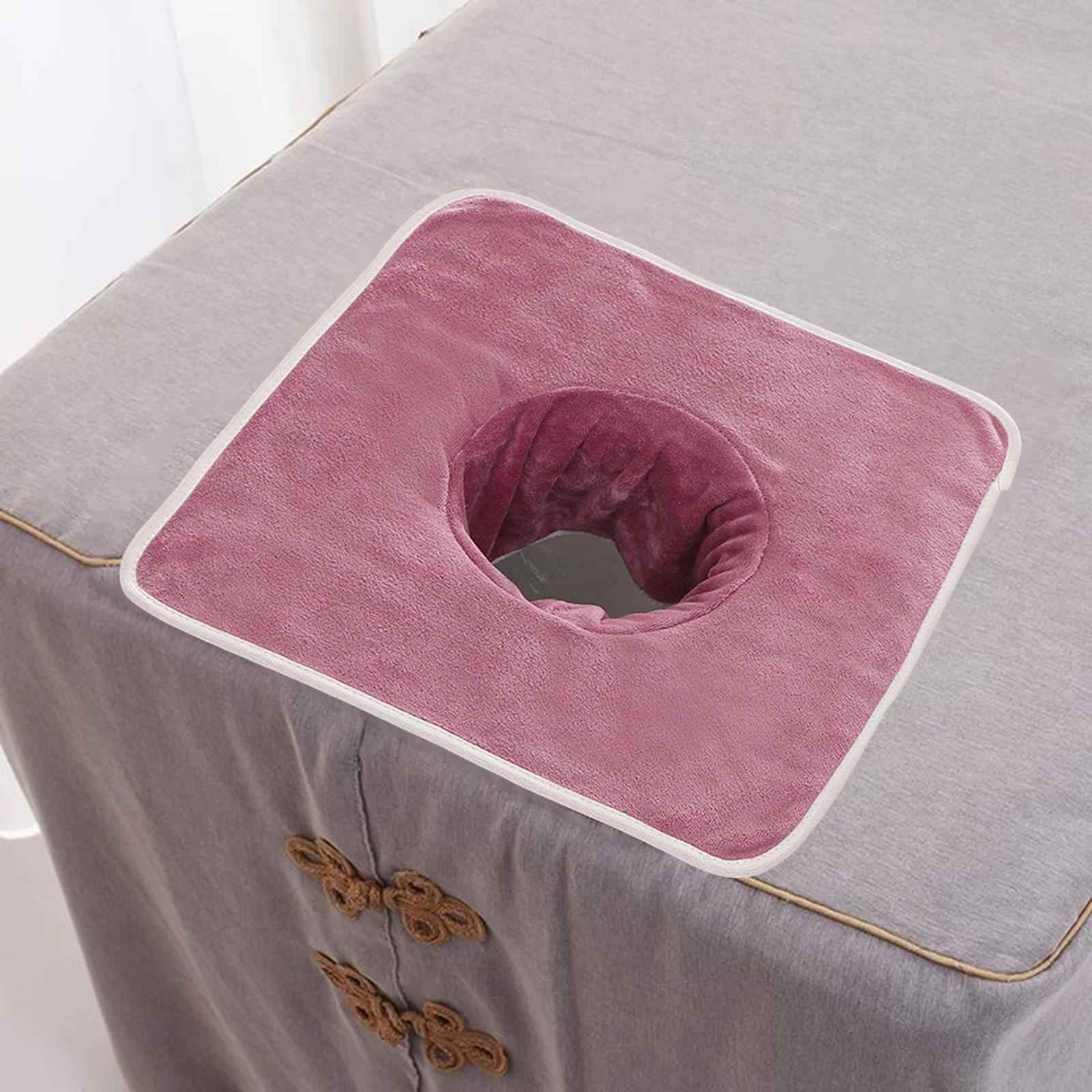 Salon Massage Table Towel Coverlet Face Pillow Towel with Hole for Care Skin Pink