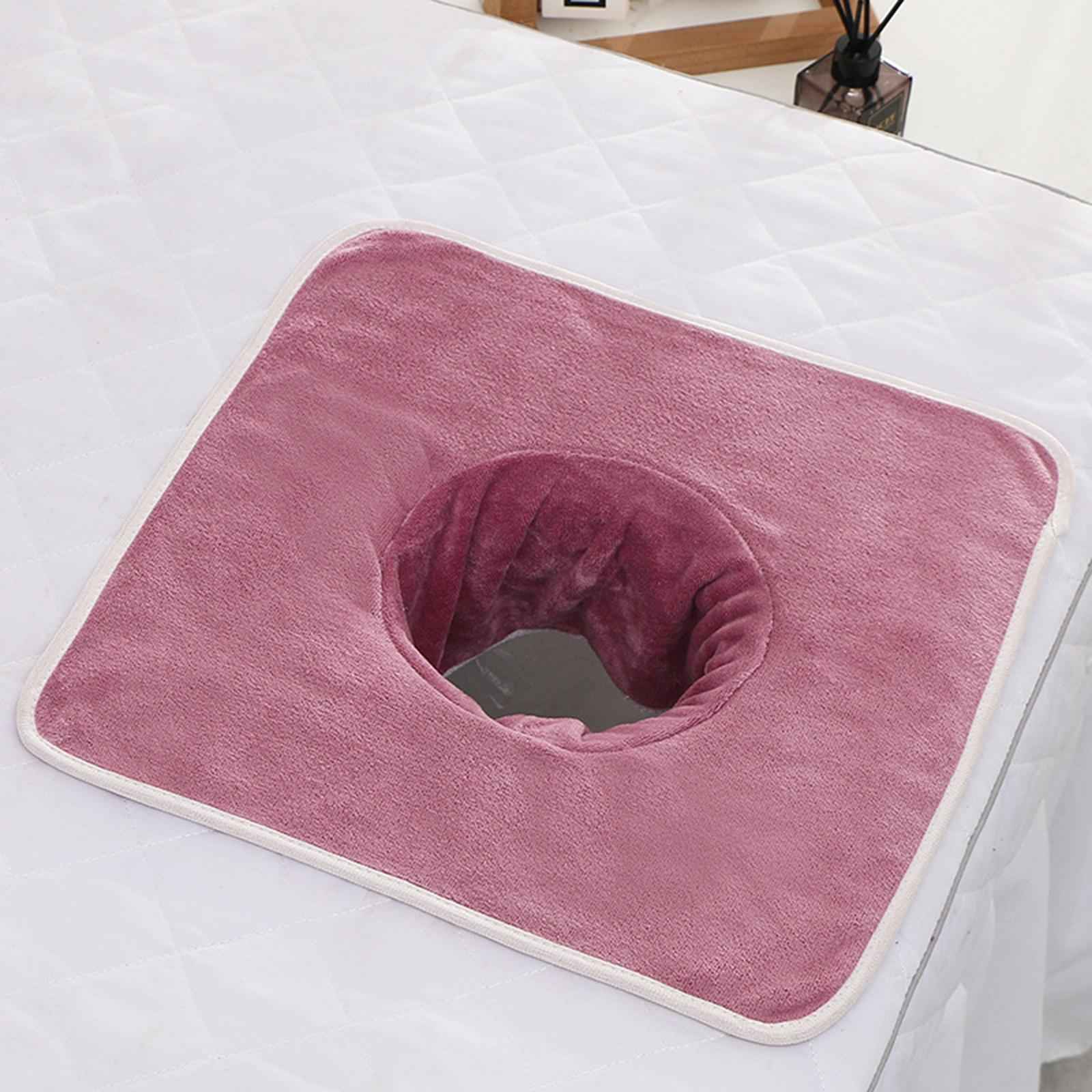 Salon Massage Table Towel Coverlet Face Pillow Towel with Hole for Care Skin Pink