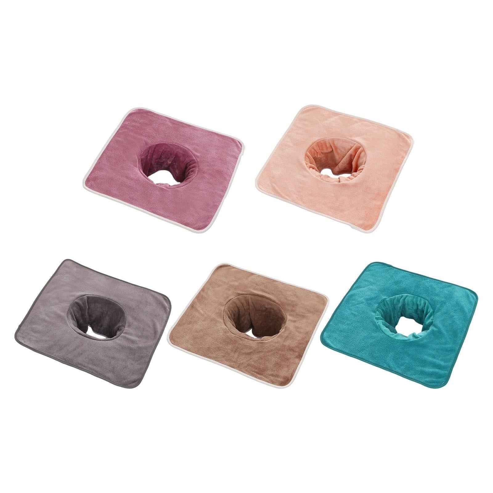 Salon Massage Table Towel Coverlet Face Pillow Towel with Hole for Care Skin Pink