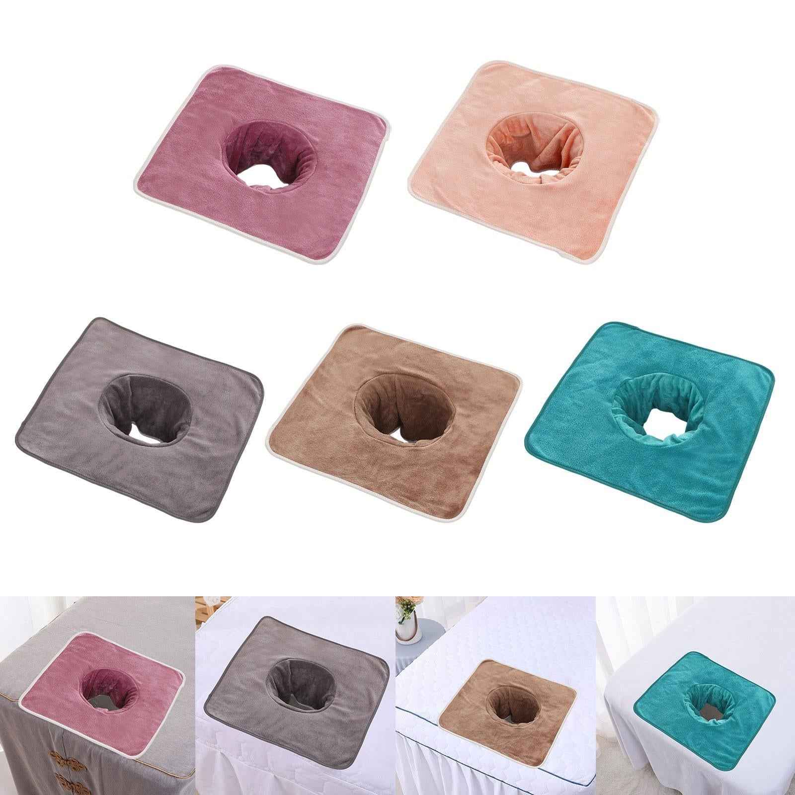 Salon Massage Table Towel Coverlet Face Pillow Towel with Hole for Care Skin Pink