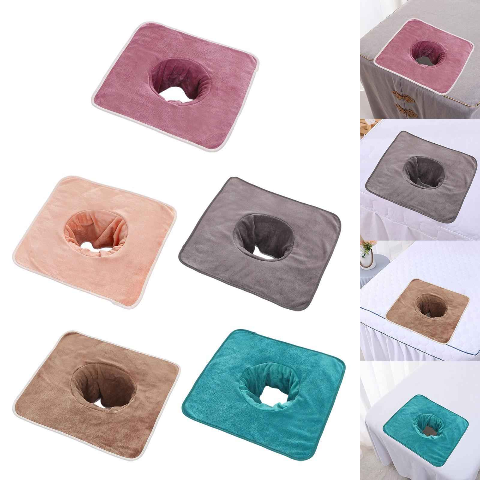 Salon Massage Table Towel Coverlet Face Pillow Towel with Hole for Care Skin Pink