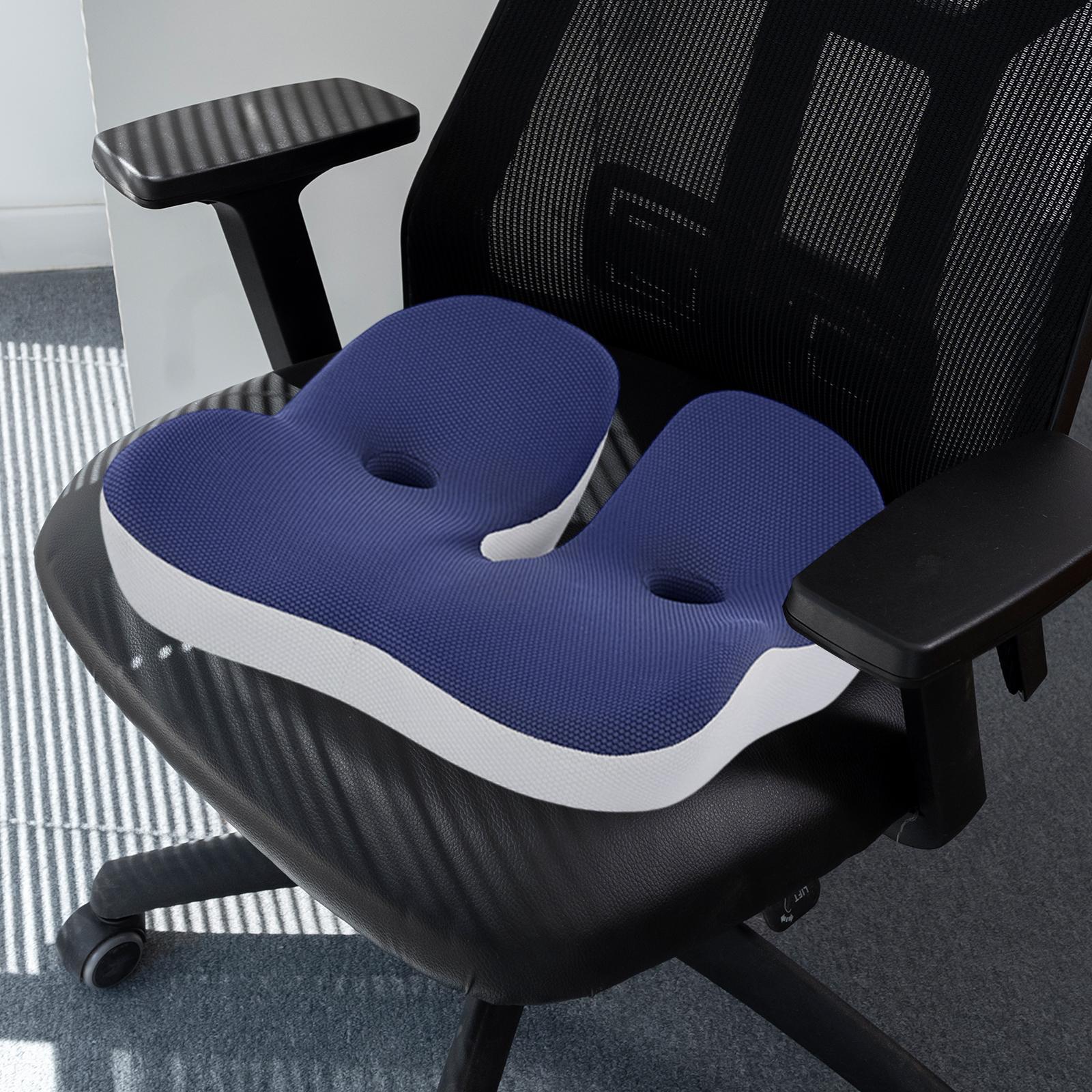 Donut Chair Cushion with Ventilation Hole Zipper Close Comfortable Chair Pad Blue