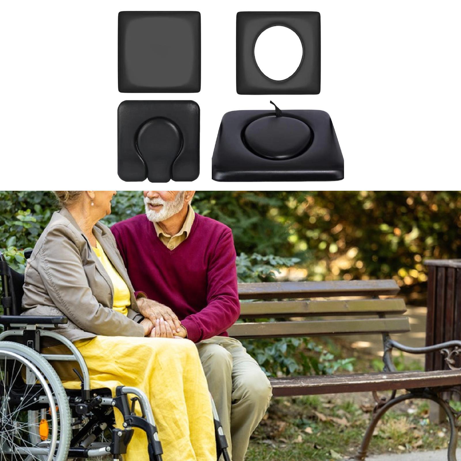 PU Commode Seat Cushion for Bedside Commode Chairs Black for Adults Disabled Flat Cover