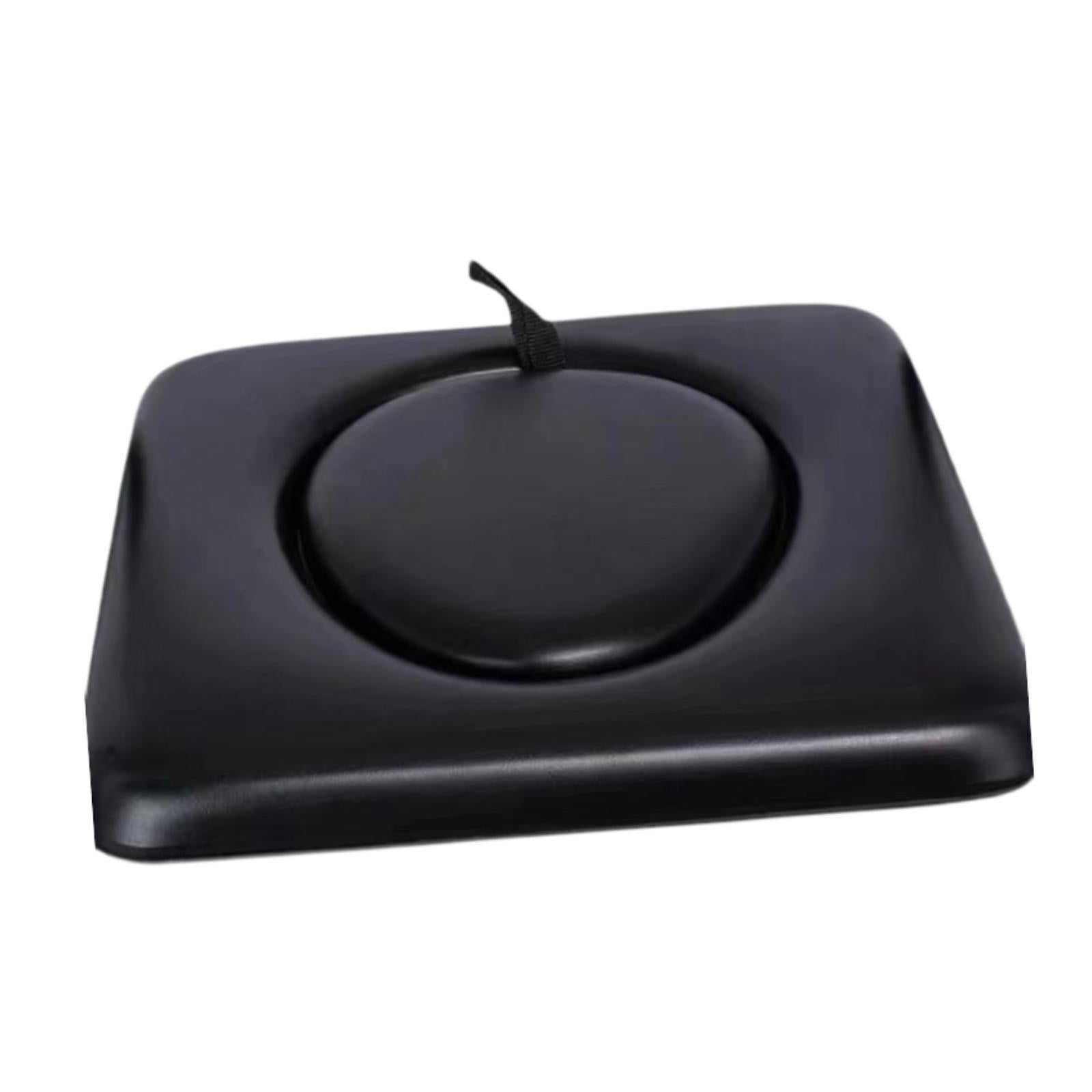 PU Commode Seat Cushion for Bedside Commode Chairs Black for Adults Disabled Round Hole Seat Pad