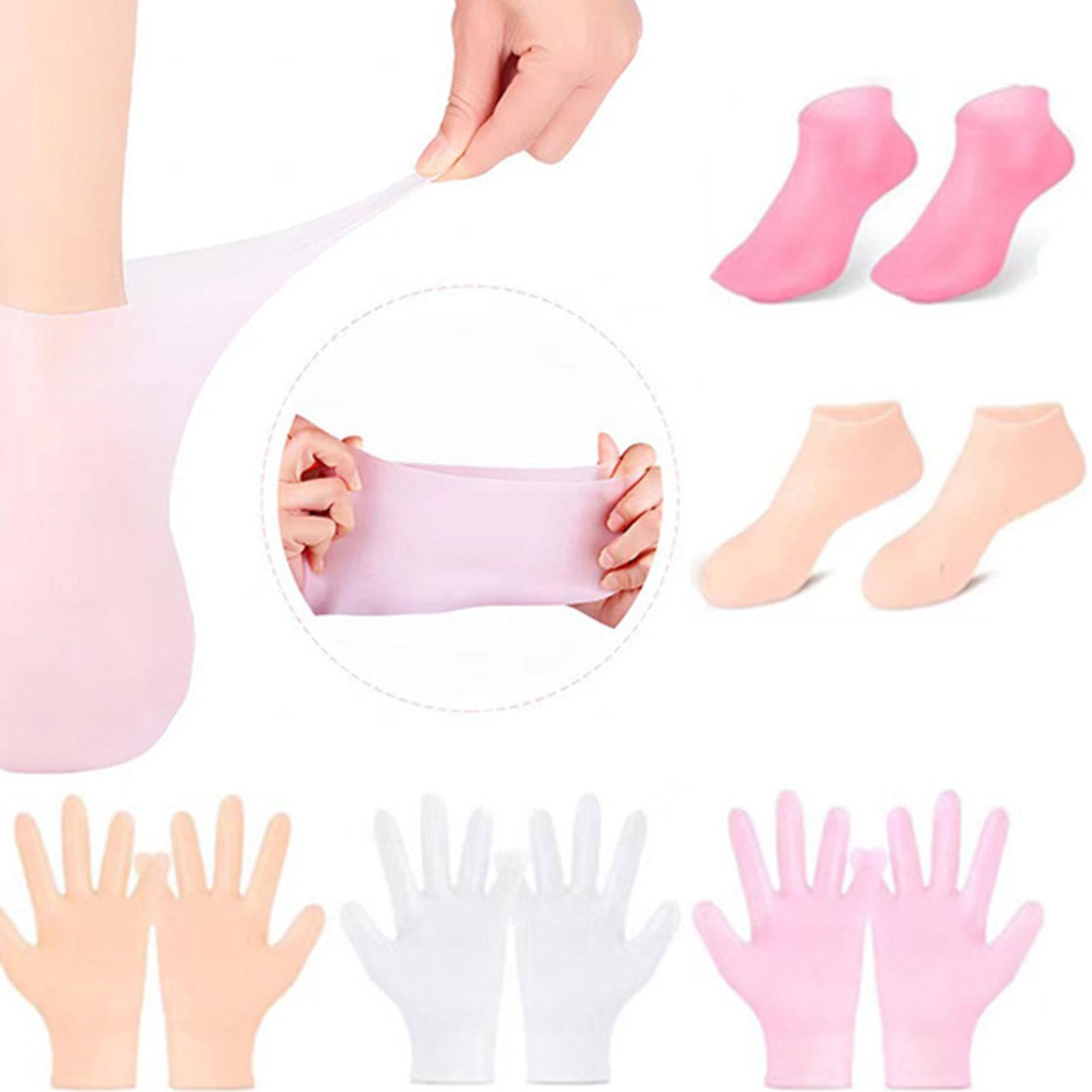 Silicone Gloves and Socks Spa for Women Lady for Beach Winter Daily Use Pink
