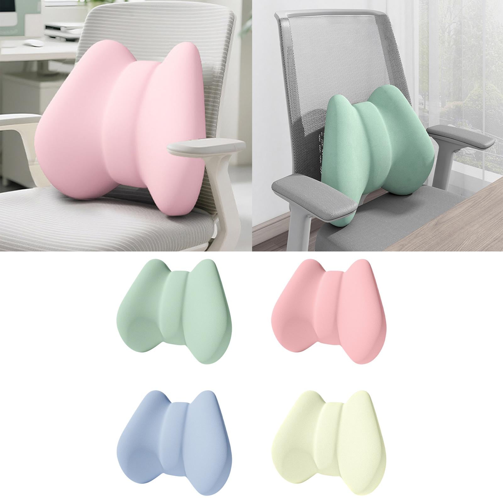 Back Pad Lumbar Support Pillows Cushion for Plane Car Seat Office Desk Chair Green