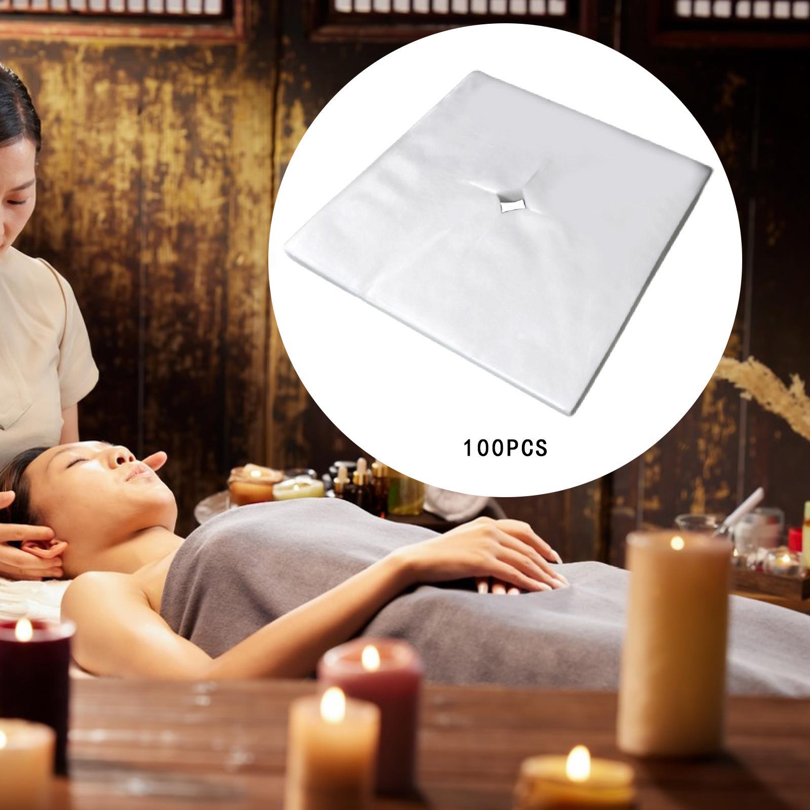 100Pcs Disposable Face Cradle Covers for SPA Rooms Massage Therapists Hotels Square 40x38.5cm