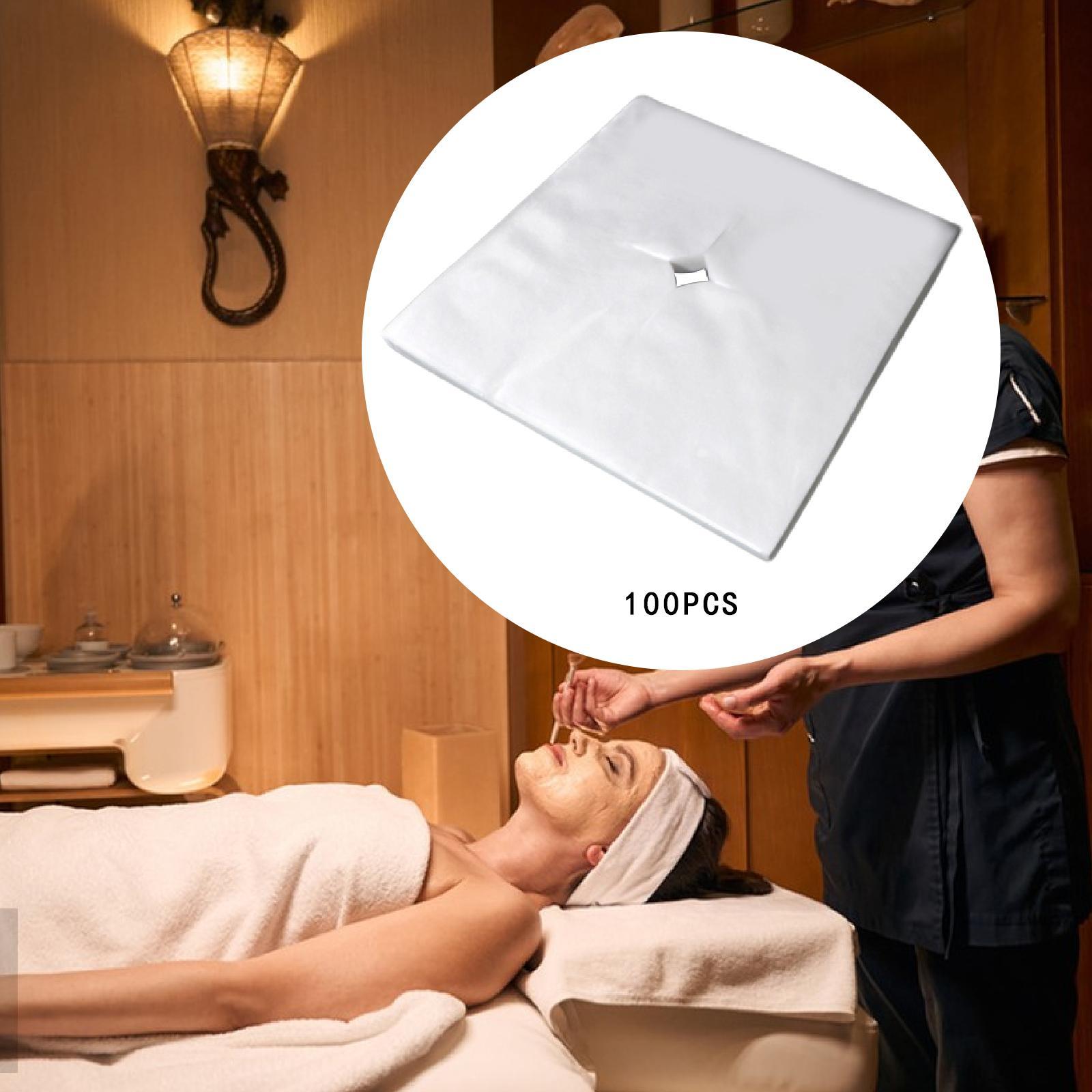 100Pcs Disposable Face Cradle Covers for SPA Rooms Massage Therapists Hotels Square 40x38.5cm
