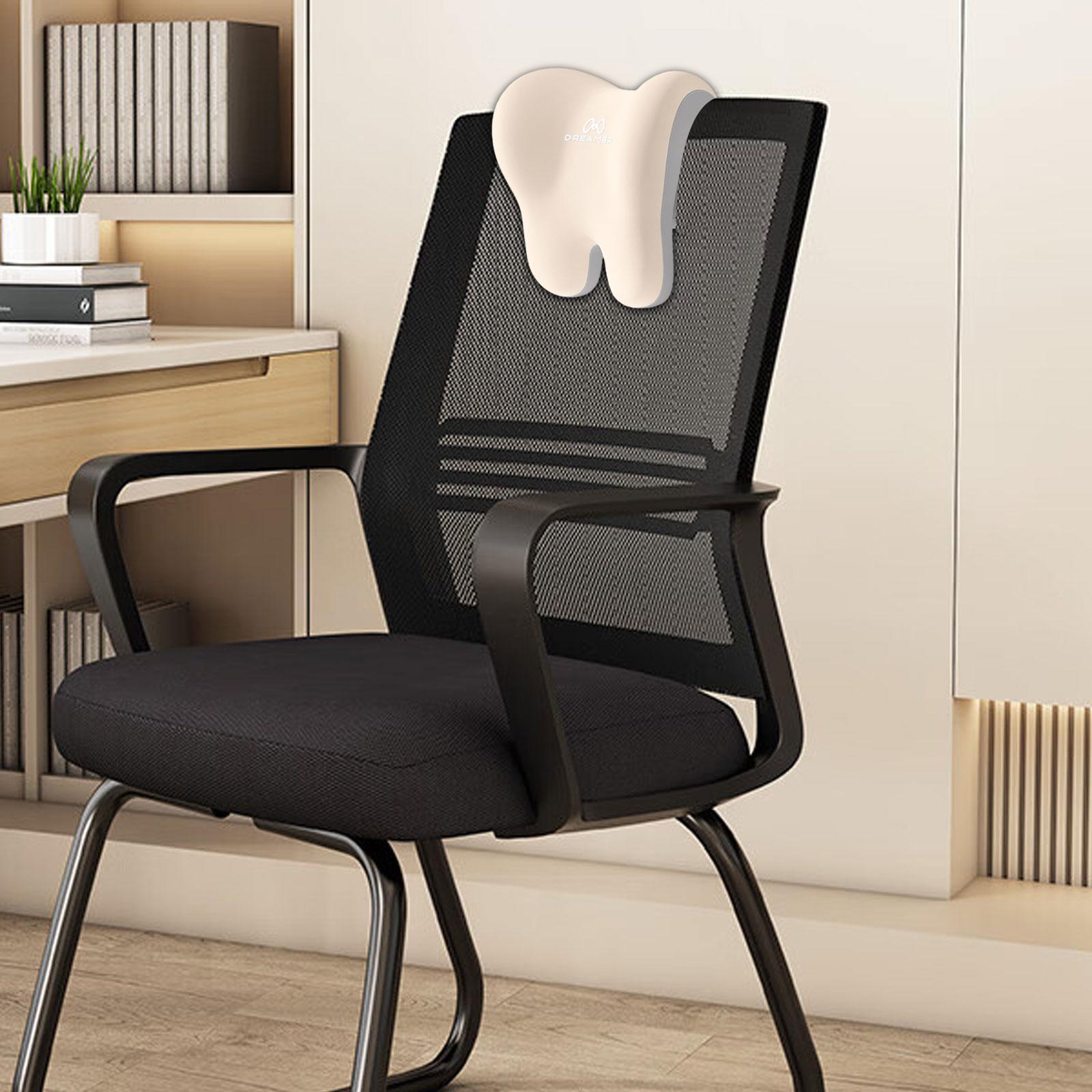 Office Chair Neck Support Comfortable Breathable Fabric Cover Napping Pillow Beige Grey