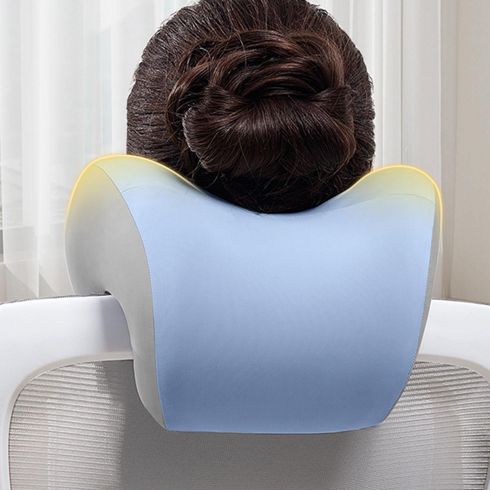 Office Chair Neck Support Comfortable Breathable Fabric Cover Napping Pillow Blue Grey