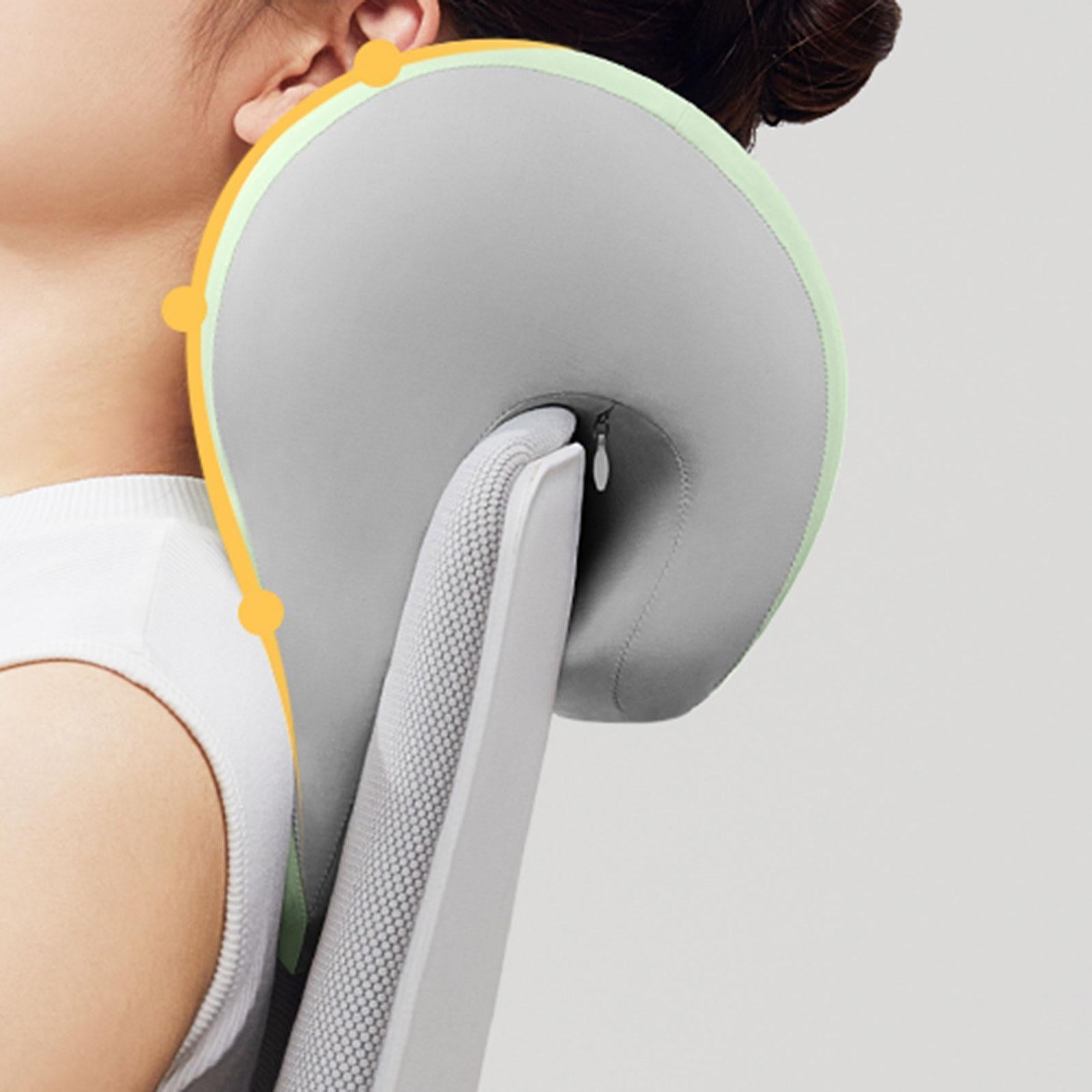 Office Chair Neck Support Comfortable Breathable Fabric Cover Napping Pillow Green Grey