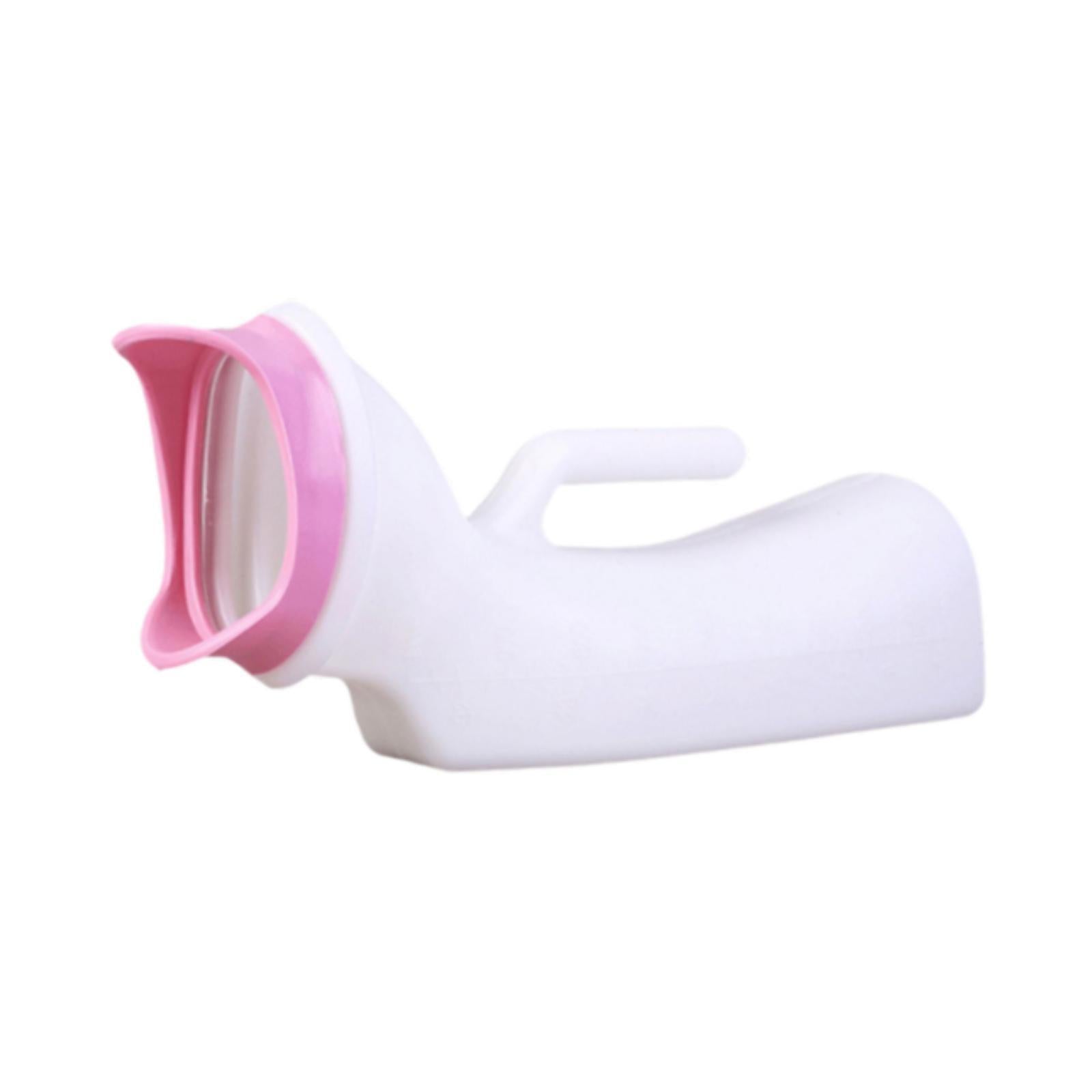 Female Urine Bottle Reusable Practical Pee Funnel for Car Travel The Elderly 12x10x28cm White and Pink