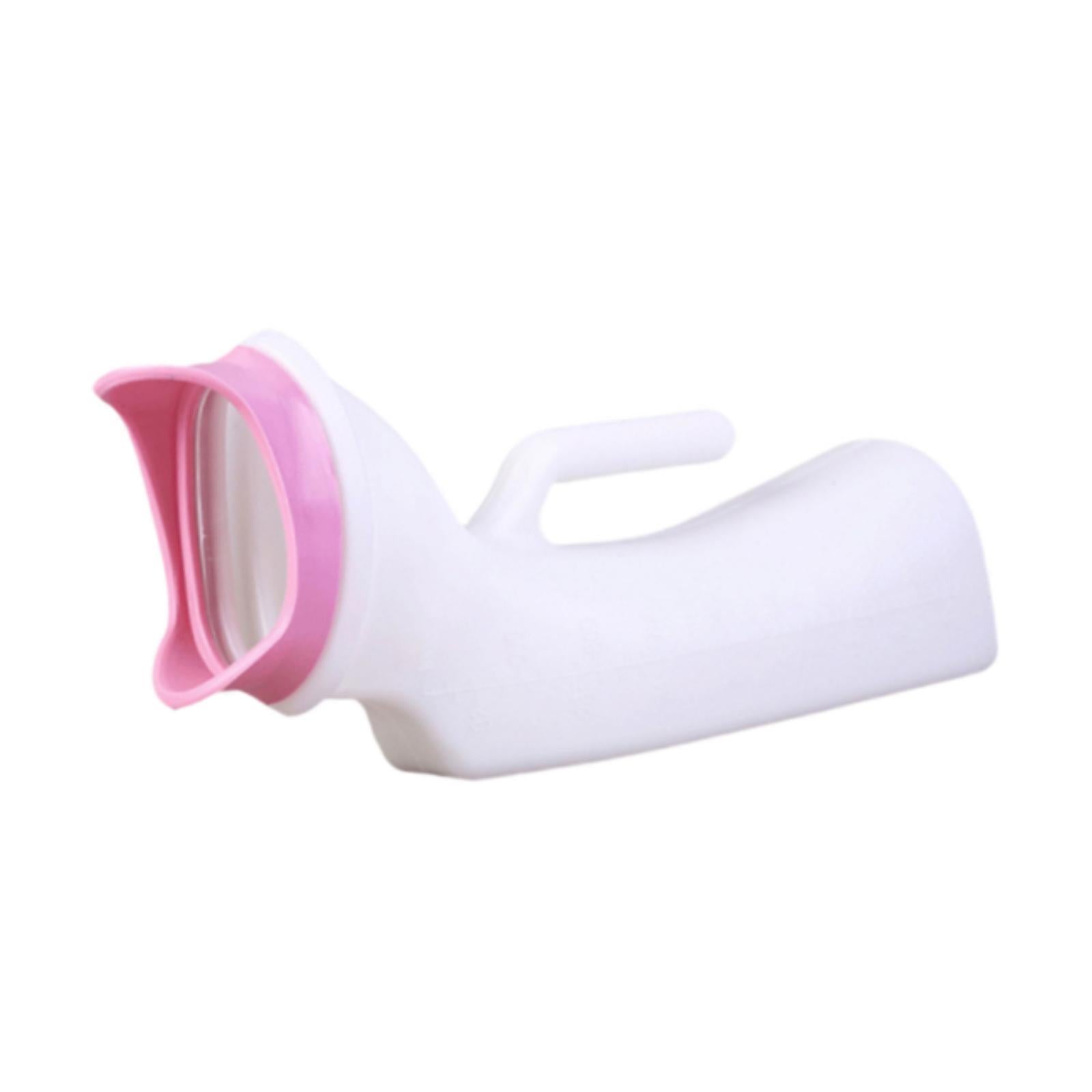 Female Urine Bottle Reusable Practical Pee Funnel for Car Travel The Elderly 12x10x28cm White and Pink