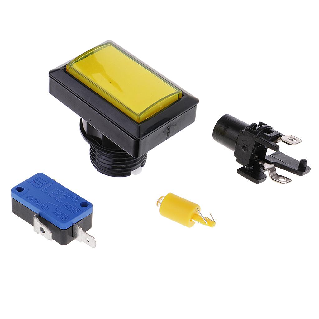 1 Set Rectangle Arcade Machine Game Button with Led Illuminated Push Button