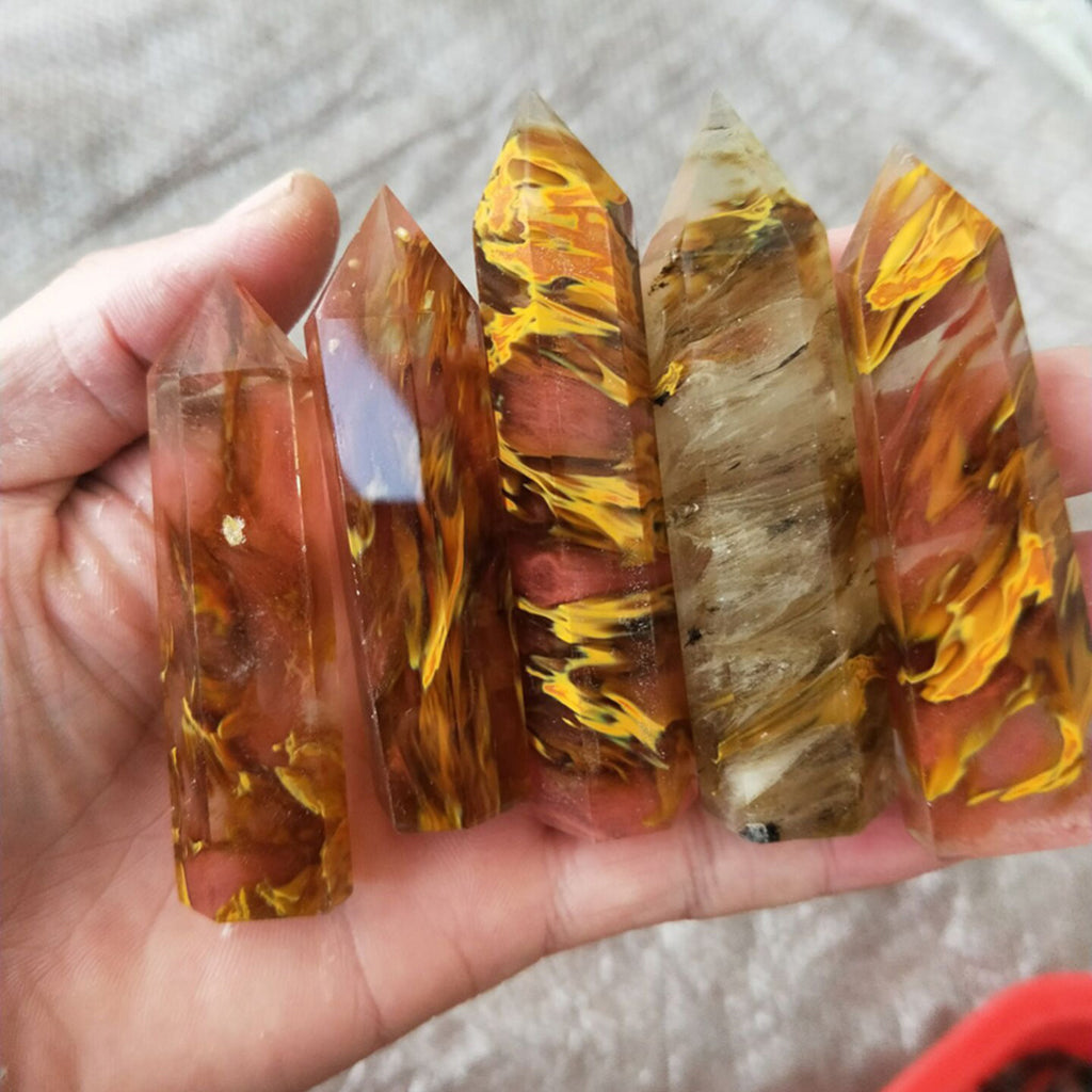 1pc Natural Crystal Melting Stone Six Edges Point Stone Decor Ornament 7-9cm