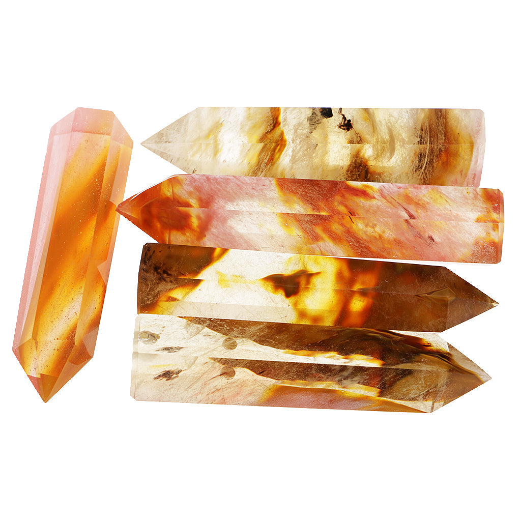 1pc Natural Crystal Melting Stone Six Edges Point Stone Decor Ornament 7-9cm